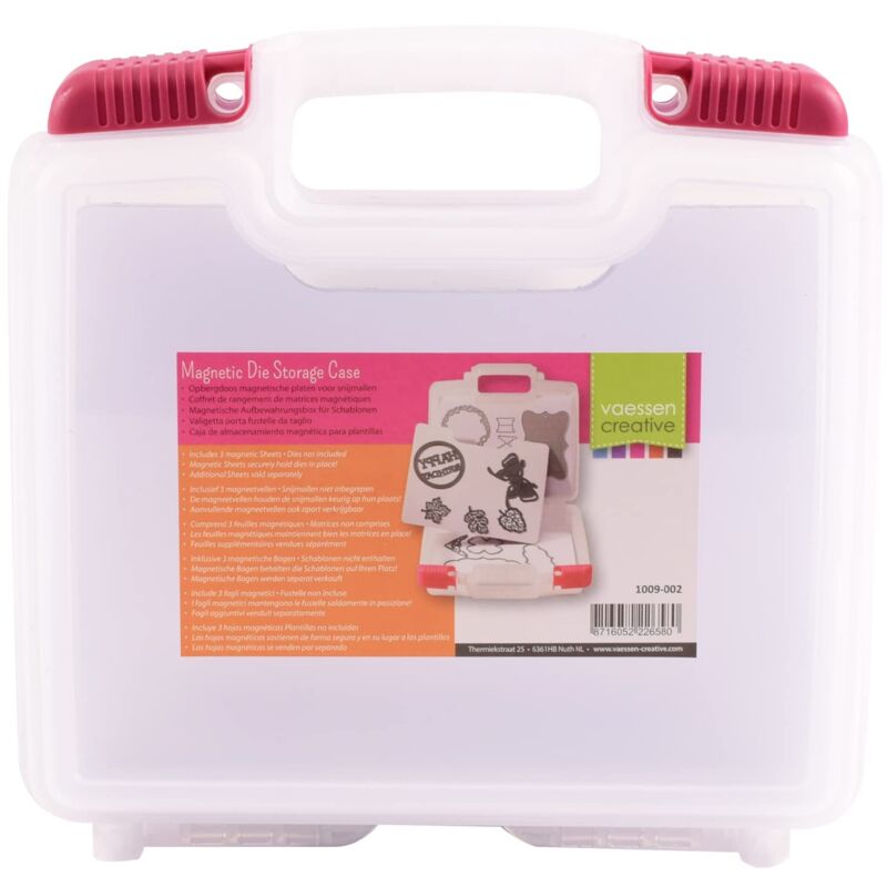 foto del prodotto vaessen creative 1009 002 magnetica goffratura, scatola di plastica per trasportare e riporre fustelle in metallo, 24,5 x 25,4 x 7,5 cm
