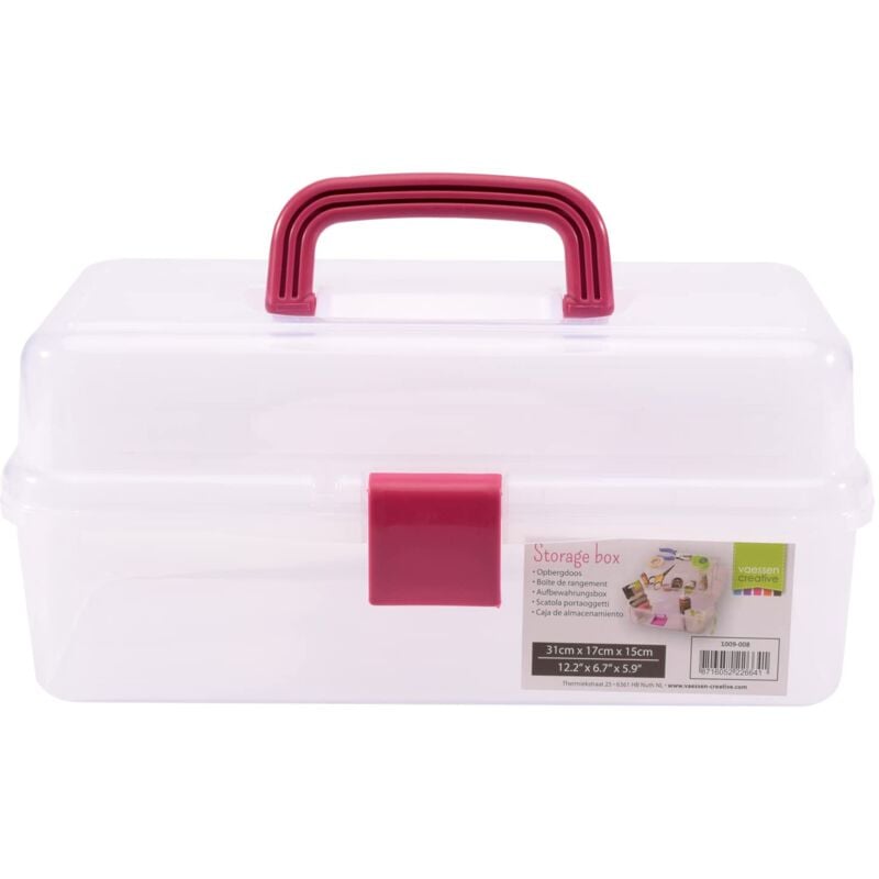foto del prodotto vaessen creative 1009 008 portaoggetti con coperchio e maniglia, 3 ripiani, scatola per attrezzi, materiali fai da te, gioielli, accessori da