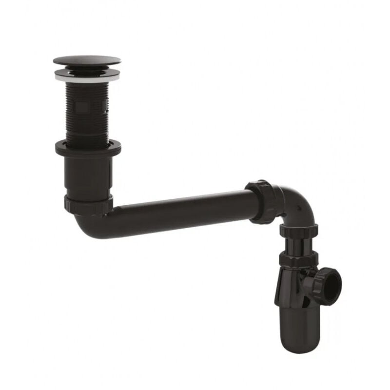 foto del prodotto valentin set lavabo universale con sifone, tubo di scarico e scarico, nero