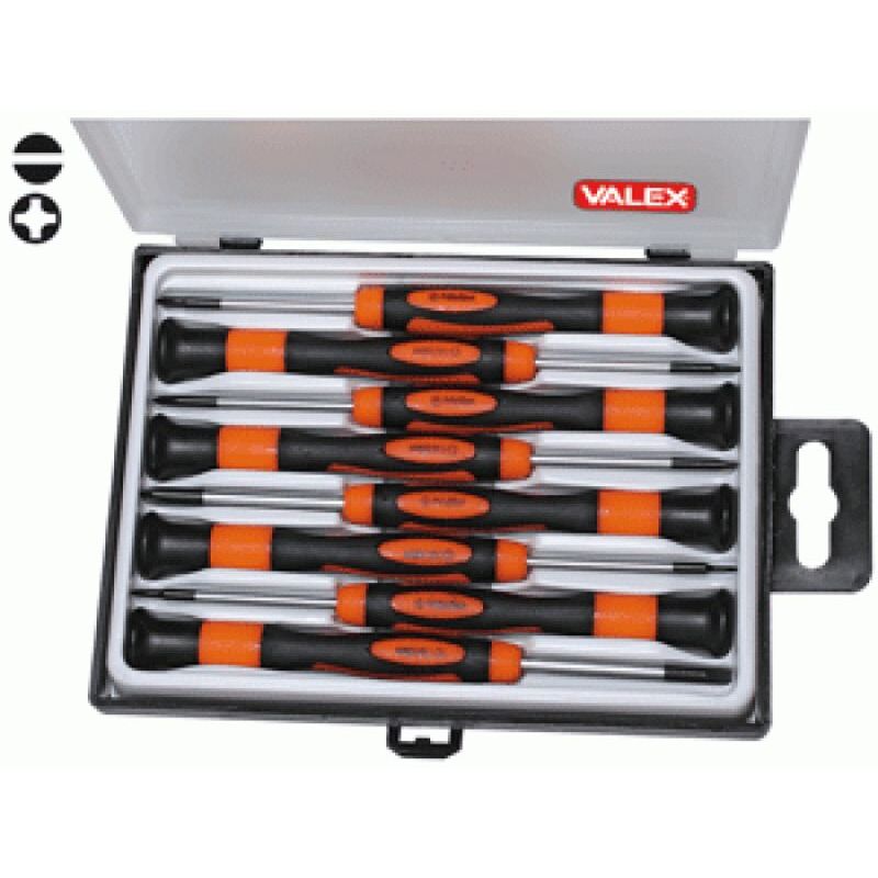 foto del prodotto valex cacciaviti di precisione per viti con intaglio e phillips 8pz crv