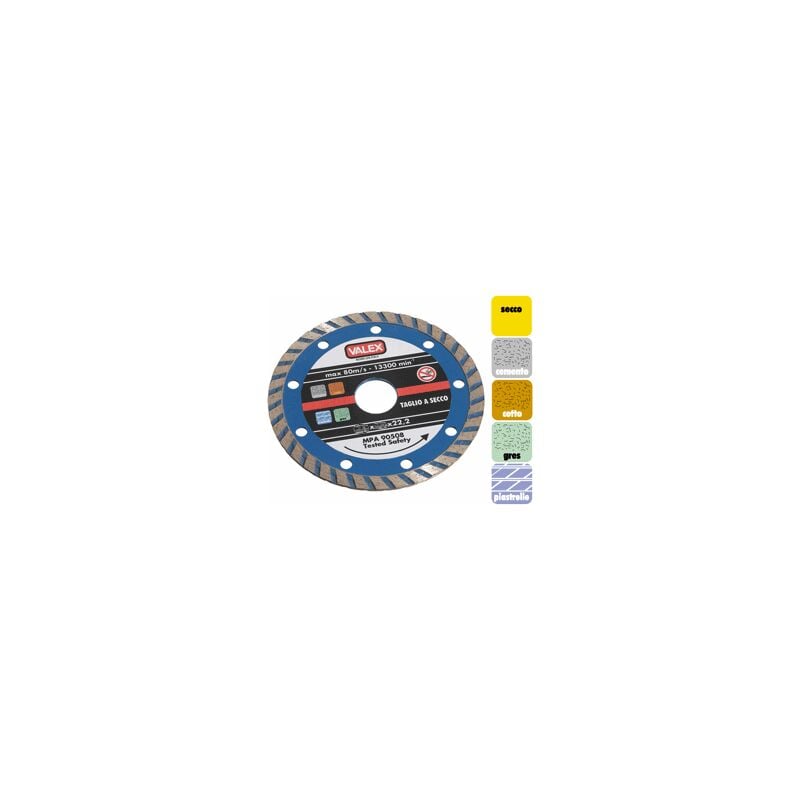 foto del prodotto valex disco diamantato turbo 230 mm 230x3x22,2 piastrelle cotto smerigliatrice