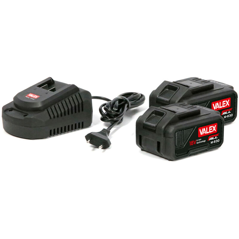 foto del prodotto valex kit 2 batteria e caricabatteria al litio 18v 3ah kit oneall