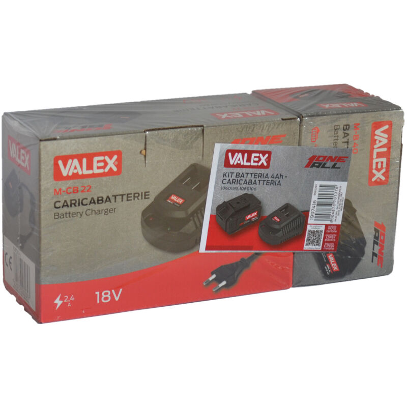 foto del prodotto valex - kit caricabatterie singolo e batteria di ricambio 'one all' - 18v 4 ah
