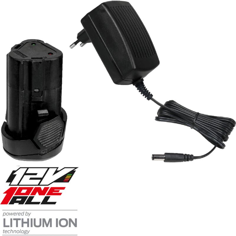 foto del prodotto valex kit set batteria 12v 1,3 ah e caricabatteria one all 1997439 utensili
