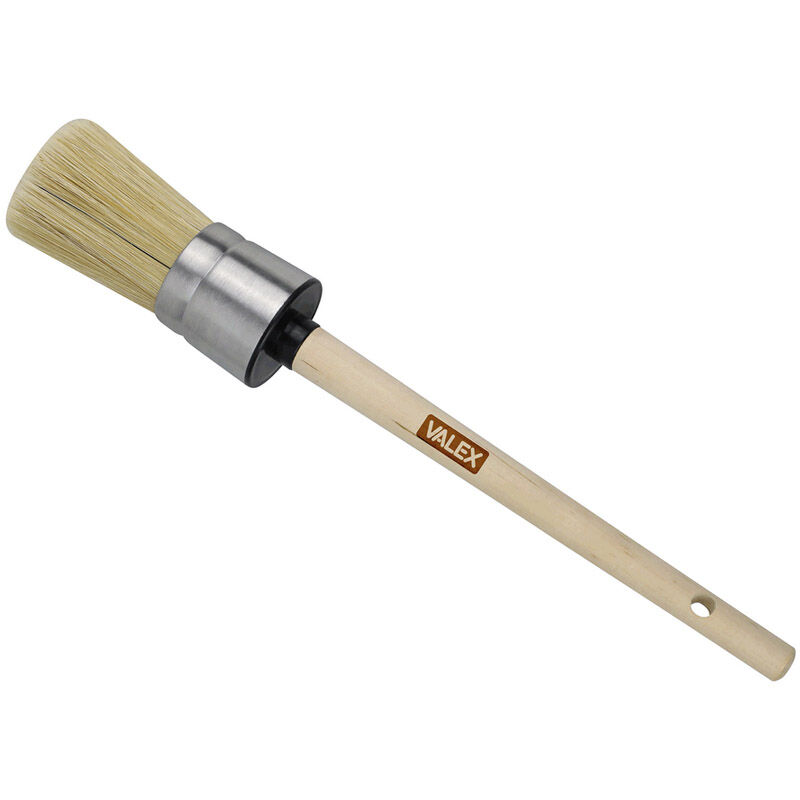 foto del prodotto valex pennello strozzato rotondo 1961198 manico in legno ghiera inox setola mista