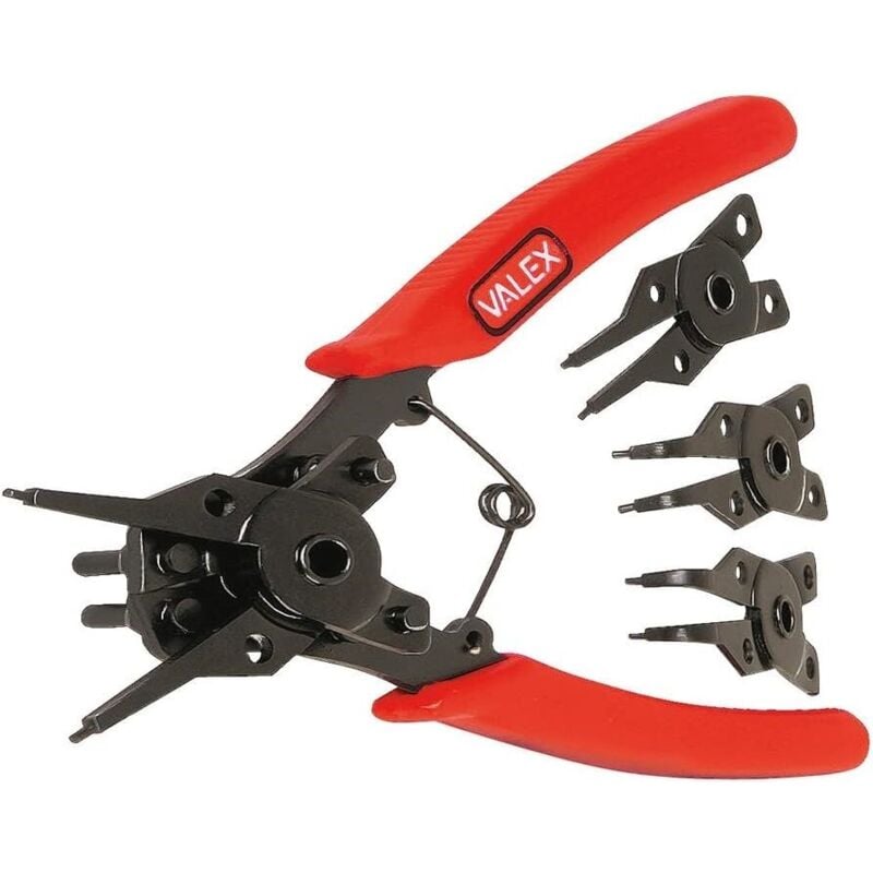 foto del prodotto valex pinza per anelli elastici con 4teste intercambiabili