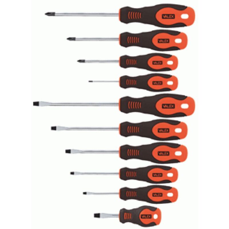 foto del prodotto valex set cacciaviti per viti con intaglio e phillips 10pz crv