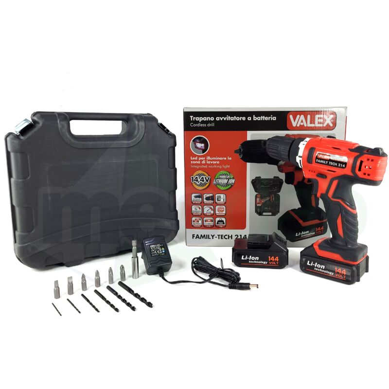 foto del prodotto valex - trapano avvitatore a batteria al litio family-tech 214 utensile 1429386