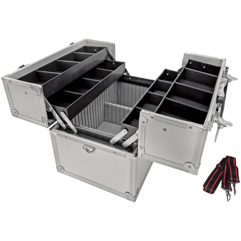 foto del prodotto valex valigia portautensili estensibile in alluminio 5 scomparti 37x28x22 cm