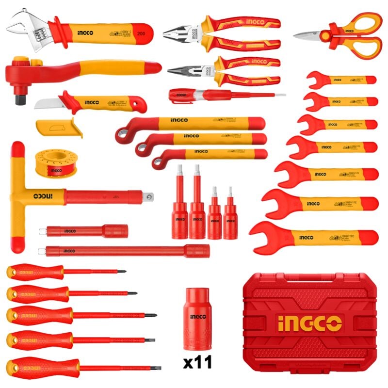 foto del prodotto valigetta 41pz utensili isolati 1000v gs dve industrial hkith4101 ingco pinze bussole cacciaviti