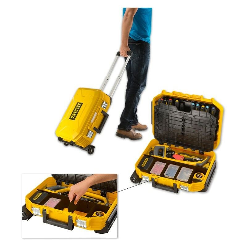 foto del prodotto valigetta di manutenzione stanley con ruote contenente oltre 100 pezzi fmst1 75530