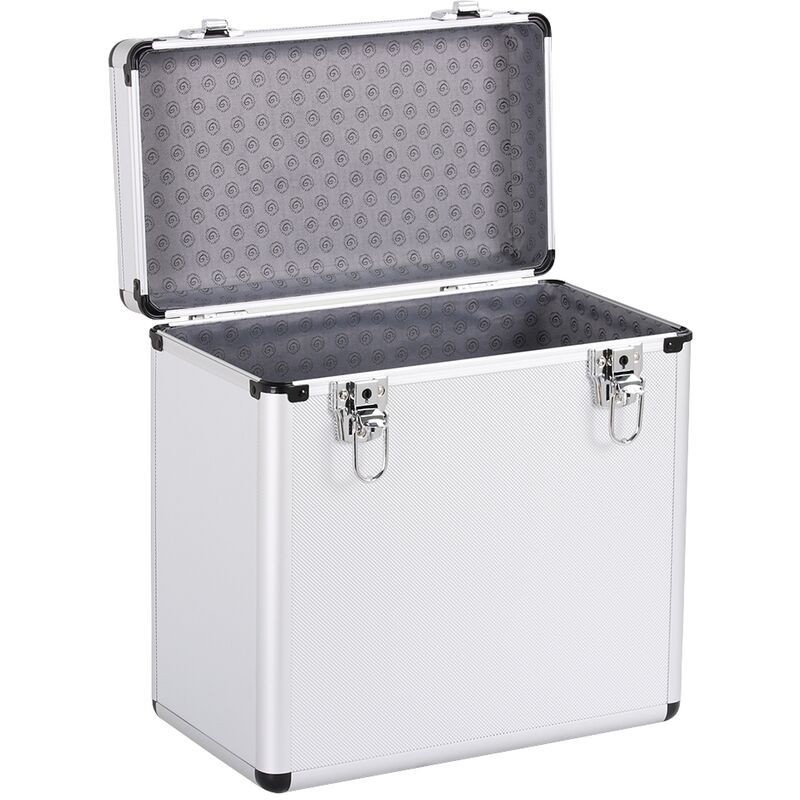 foto del prodotto valigetta porta lp con capacit 50 dischi valigia custodia per vinili trucchi gadget 35 x 20 x 36 cm argento yaheetech