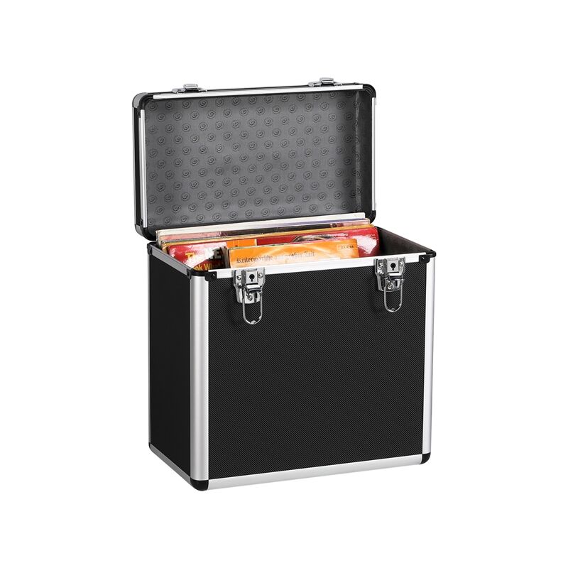 foto del prodotto valigetta porta lp con capacit 50 dischi valigia custodia per vinili trucchi gadget 35 x 20 x 36 cm nera yaheetech