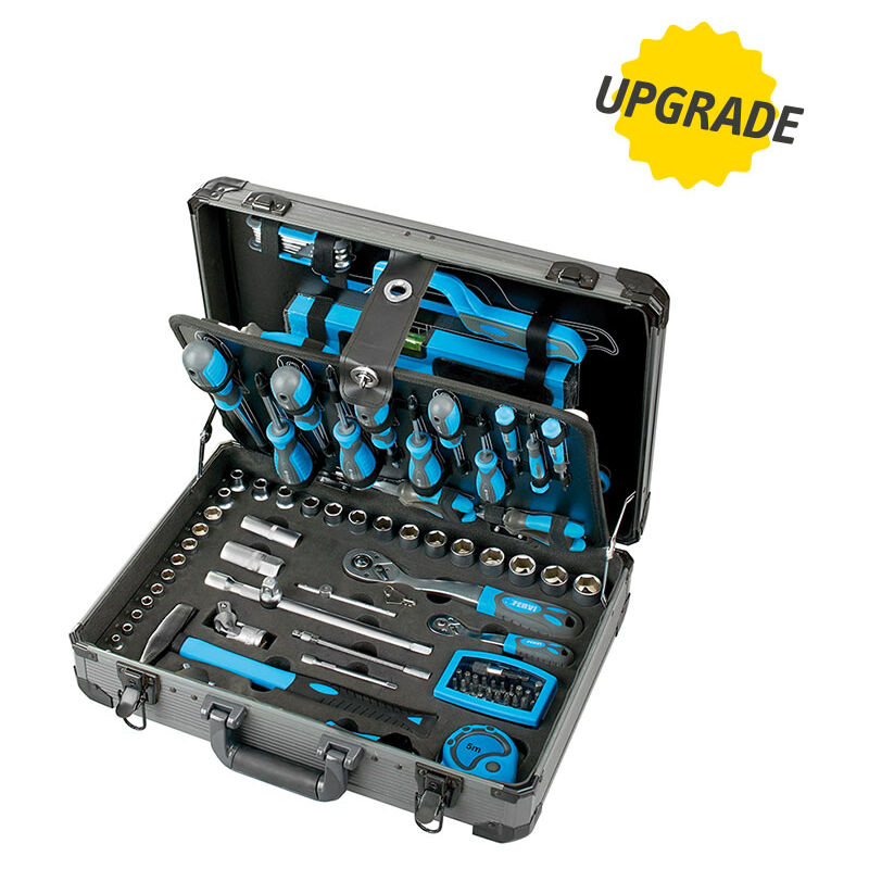 foto del prodotto valigia cassetta completa di utensili attrezzi chiavi inserti 133 pz fervi 0110