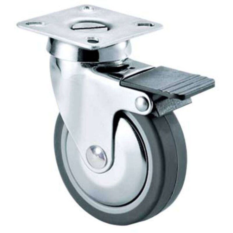 foto del prodotto valsecchi ruota a forcella girevole fermo 220cbis avo a zincr gomma grigia d.mm 60x24 p.mm 60x60 4 pezzi