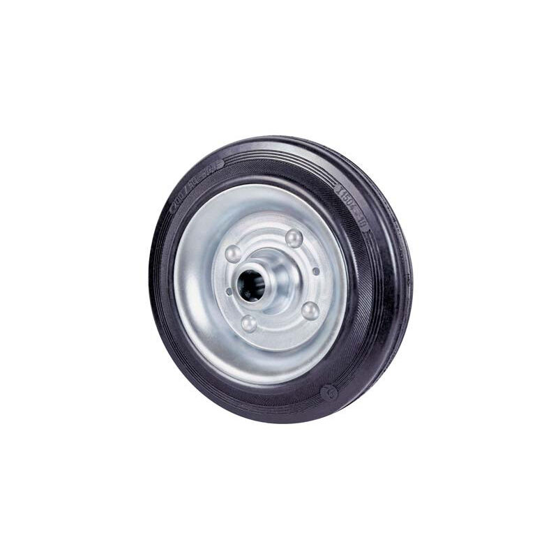 foto del prodotto valsecchi ruota gomma nera 112 avo disco acciaio cuscinetti a rulli d.mm 140x37