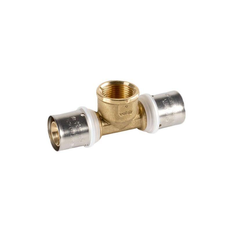 foto del prodotto valsir raccordo a tee femmina 20x2,5 x 1 2 x 20x2,5 pexal brass raccordo a pressare vs0170923