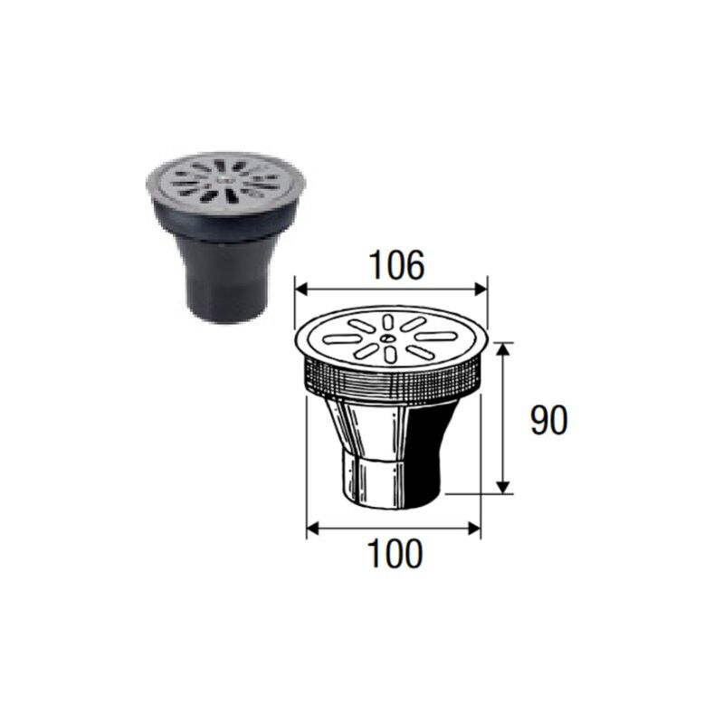 foto del prodotto valsir tappo 100 mm completo di griglia inox filo pavimento vs0700081