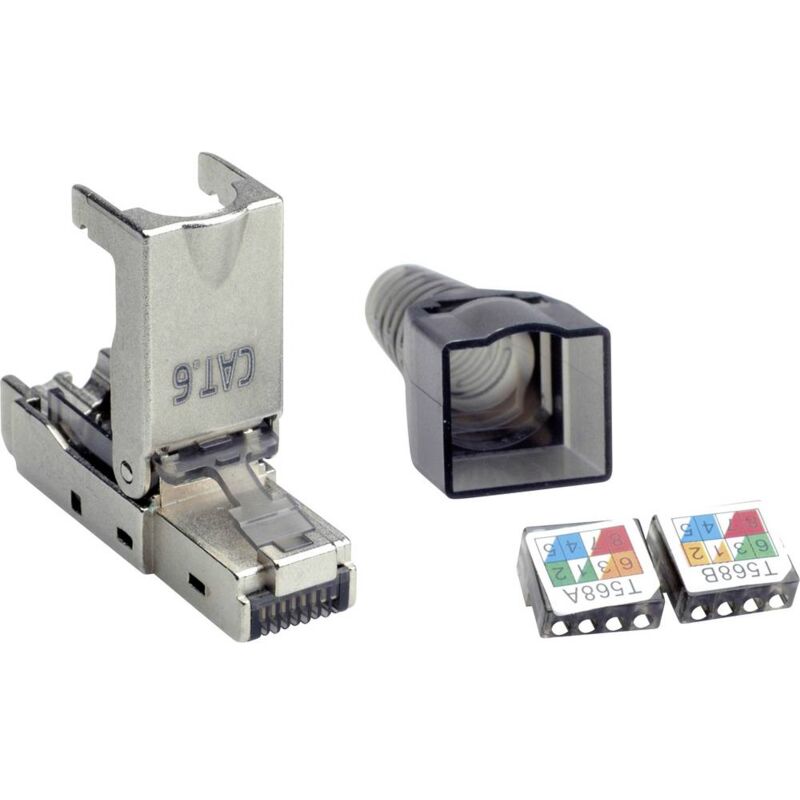 foto del prodotto value 26.99.0371 spina rj 45 confezionabile in campo cat. 6 classe e , stp 26.99.0371 argento 1 pz.