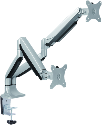 foto del prodotto value braccio doppio monitor, desk clamp, 4 joints, altezze aggiustabili separatamente