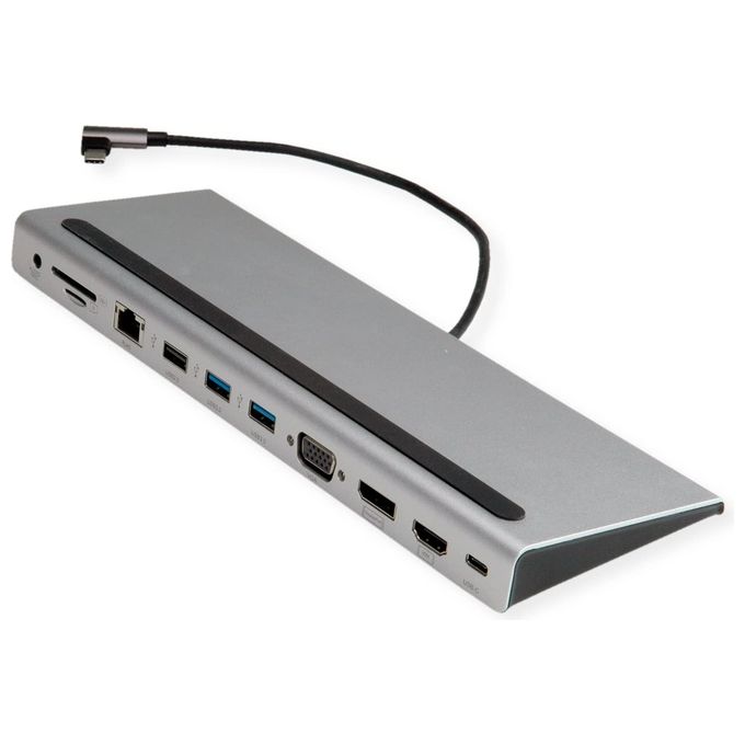 foto del prodotto value docking station usb 3.2 gen 2 tipo c multiport 4k hdmi dp vga usb lettore di schede pd lan audio