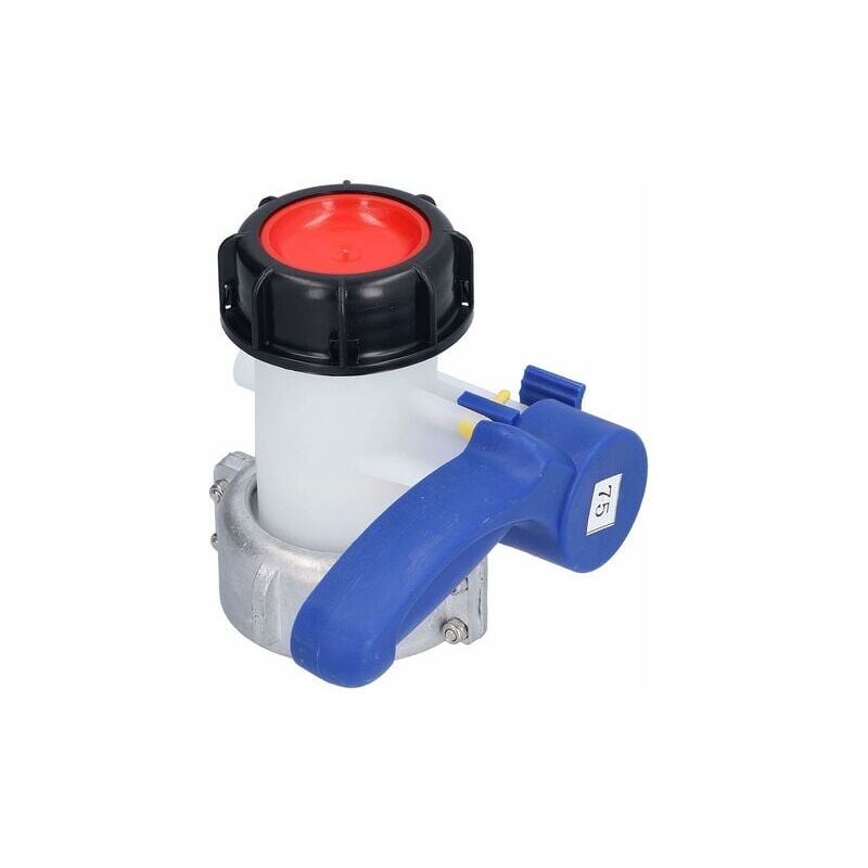 foto del prodotto valvola a farfalla con dado flottante in alluminio per ibc gas da 1000 litri, dado s75x6 e uscita scrollsqy s60x6