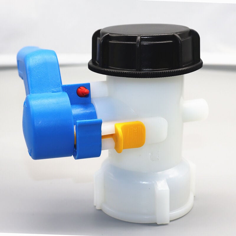foto del prodotto valvola a farfalla per serbatoio ibc mauser da 1000 litri, rubinetto valvola adattatore serbatoio acqua universale, con dado in plastica, per
