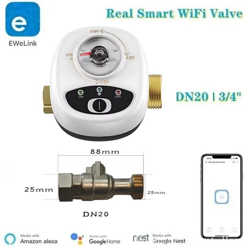 foto del prodotto valvola a sfera automatizzata smart wifi compatibile con ewelink 3 4 
