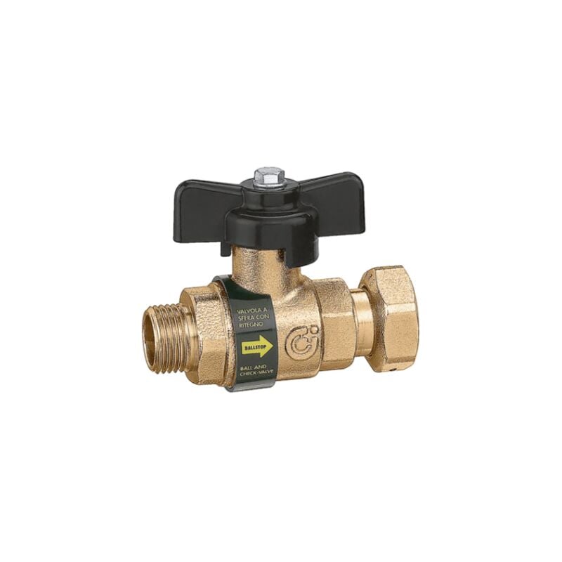foto del prodotto valvola a sfera con ritegno incorporato ballstop 3 4' m calotta 3 4'f caleffi 334500 3 4' m calotta 3 4' f