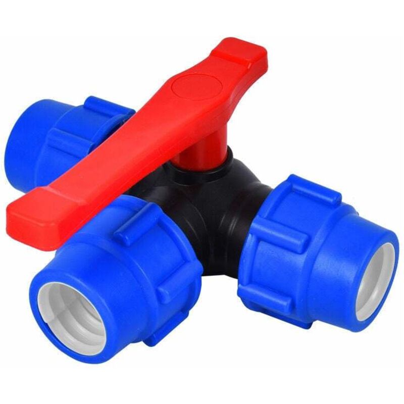 foto del prodotto valvola a sfera di intercettazione, valvola a sfera a tre vie da 32 mm, attacco rapido, tubo in pvc pe, connettore a t con interruttore rapido