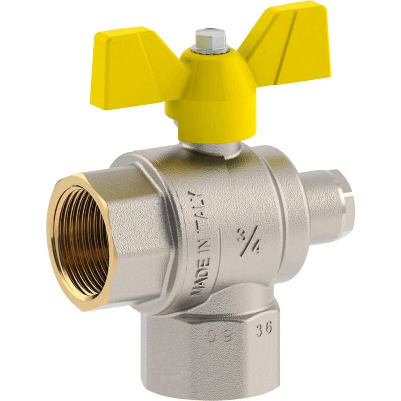 foto del prodotto valvola a sfera gas squadra con presa pressione e maniglia a farfalla fiv 3 4 f x 3 4 f