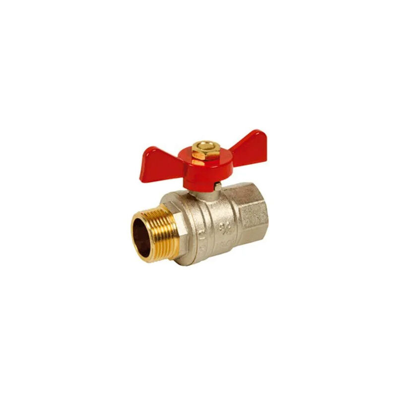 foto del prodotto valvola a sfera in ottone pn40 maschio e femmina maniglia a farfalla rossa, 12x17