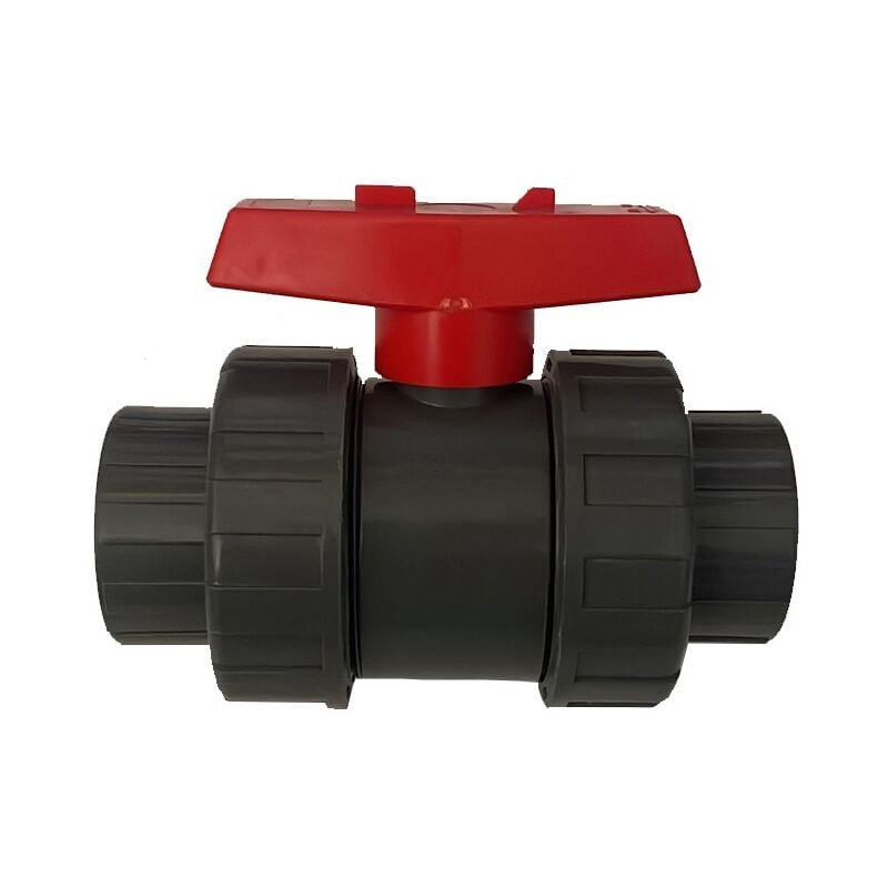 foto del prodotto valvola a sfera in pvc filettata da 50mm. rubinetto a sfera filettato da 1 1 2 