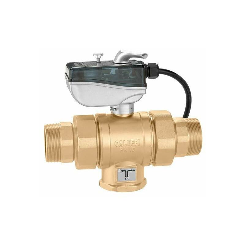 foto del prodotto valvola a sfera motorizzata a tre vie con foratura a t caleffi 638t 24v 3 4 