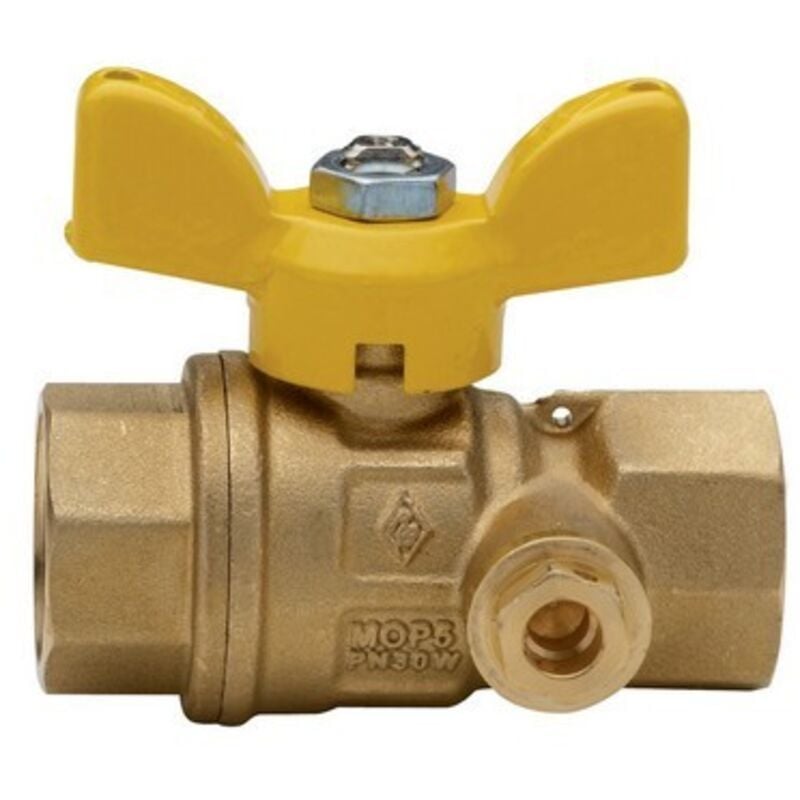 foto del prodotto valvola a sfera per gas a passaggio totale c presa pressione ff 3 4