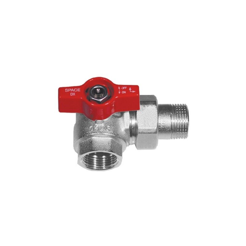 foto del prodotto valvola a sfera squadra per collettori maniglia rossa 3 4 sx effebi