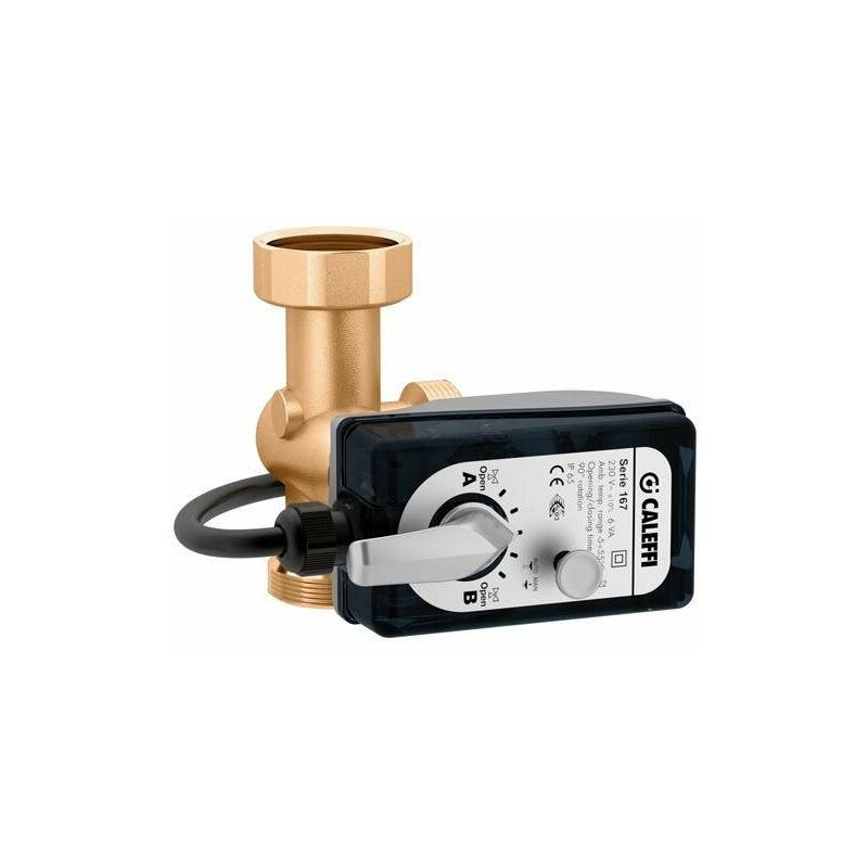 foto del prodotto valvola a tre vie a settore e servomotore a tre punti caleffi 167 sinistra