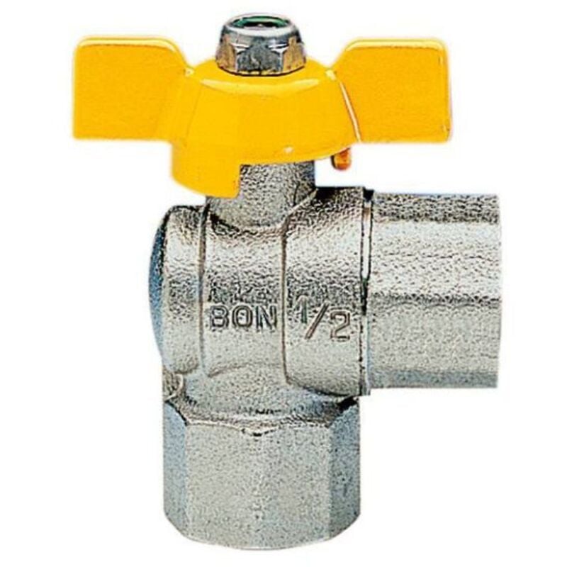 foto del prodotto valvola arresto a sfera in ottone a squadra con farfalla per gas femmina femmina 1/2' enolgas