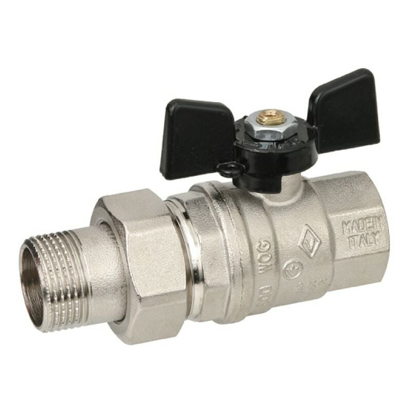 foto del prodotto valvola arresto a sfera in ottone con farfalla a bocchettone 1' valvosanitaria bugatti s.p.a.