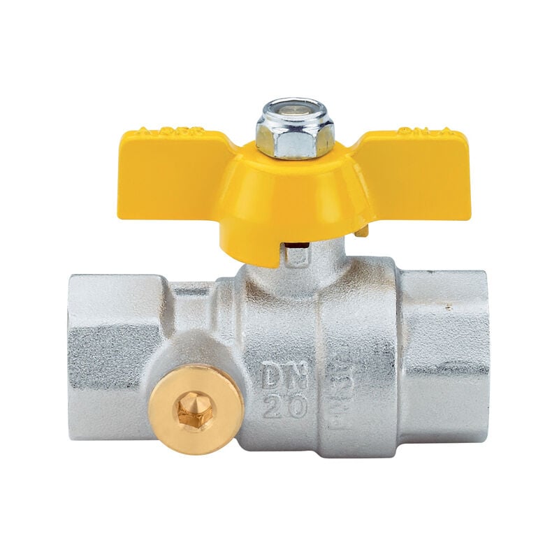 foto del prodotto valvola arresto a sfera in ottone con farfalla e presa pressione per gas femmina femmina 1' enolgas bonomi spa