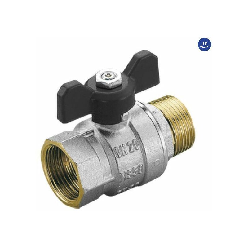 foto del prodotto valvola arresto a sfera in ottone con farfalla maschio femmina 1 tiemme