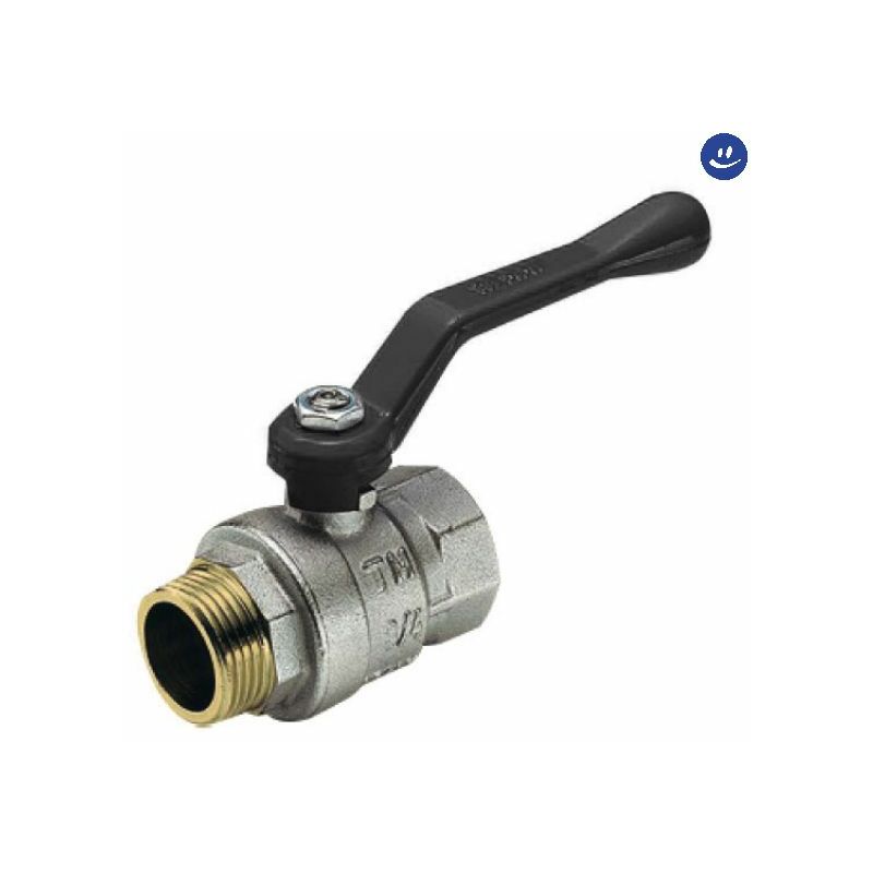 foto del prodotto valvola arresto a sfera in ottone con leva maschio femmina 1 2 tiemme