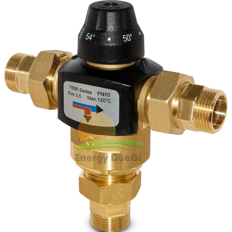 foto del prodotto valvola deviatrice termostatica regolabile ad elevate prestazioni 1 x 3 4 m con valvola di non ritorno interna