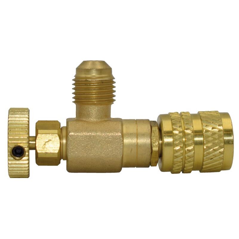foto del prodotto valvola di chiusura shut-off 1 4' sae f x 1 4' sae m specifica per r22 - r134a - r404a - r407c - idrhaus