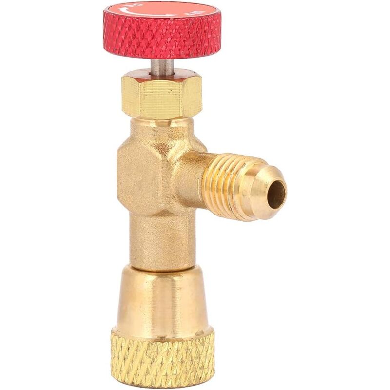 foto del prodotto valvola di controllo del flusso, valvola di carica del refrigerante r410a 1 4 5 16 adattatore in ottone valvola a sfera regolatore di flusso