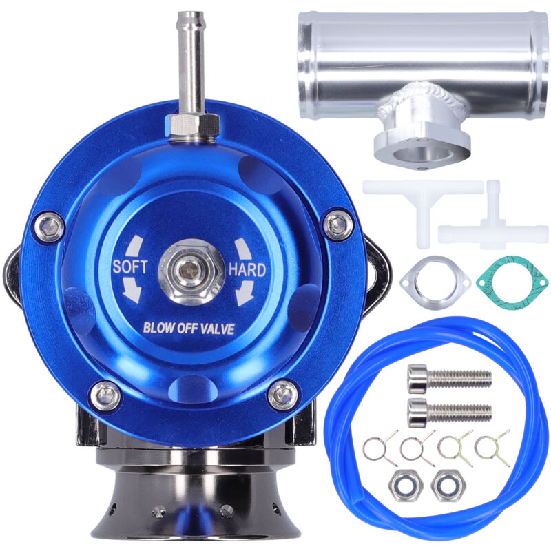 foto del prodotto valvola di scarico turbo in alluminio billet tubo flangiato da 2,5 pollici tipo rs universale sddbovgrsbl fpg250 blu eosnow