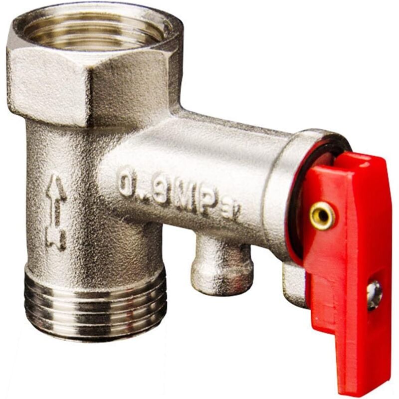 foto del prodotto valvola di sicurezza per scaldabagno, valvola di sicurezza, valvola di sicurezza in ottone nichelato, adatta per scaldabagno elettrico 0,8 mpa rosso