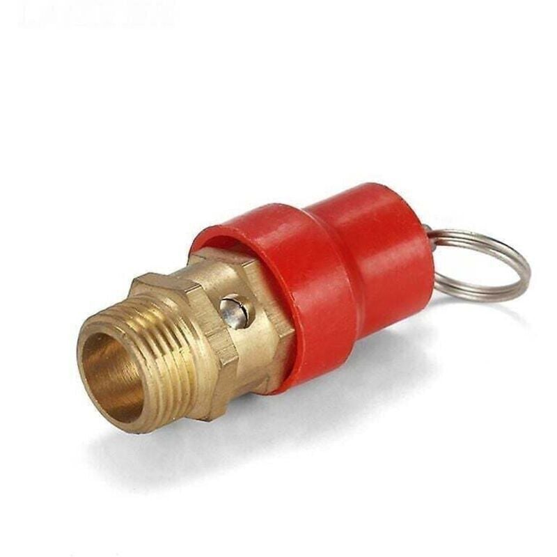 foto del prodotto valvola di sicurezza, valvola limitatrice di pressione per compressore d'aria, g1 4 maschio, pressione di regolazione 8 kg, tappo rosso, 1