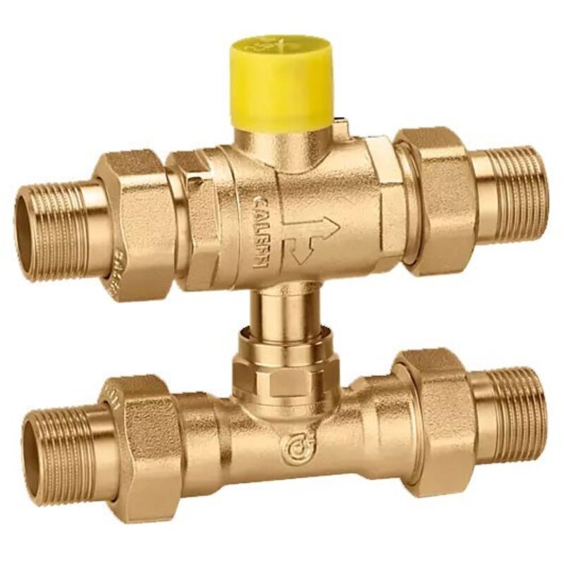 foto del prodotto valvola di zona a sfera a tre vie con tee di by-pass caleffi 648950 3/4