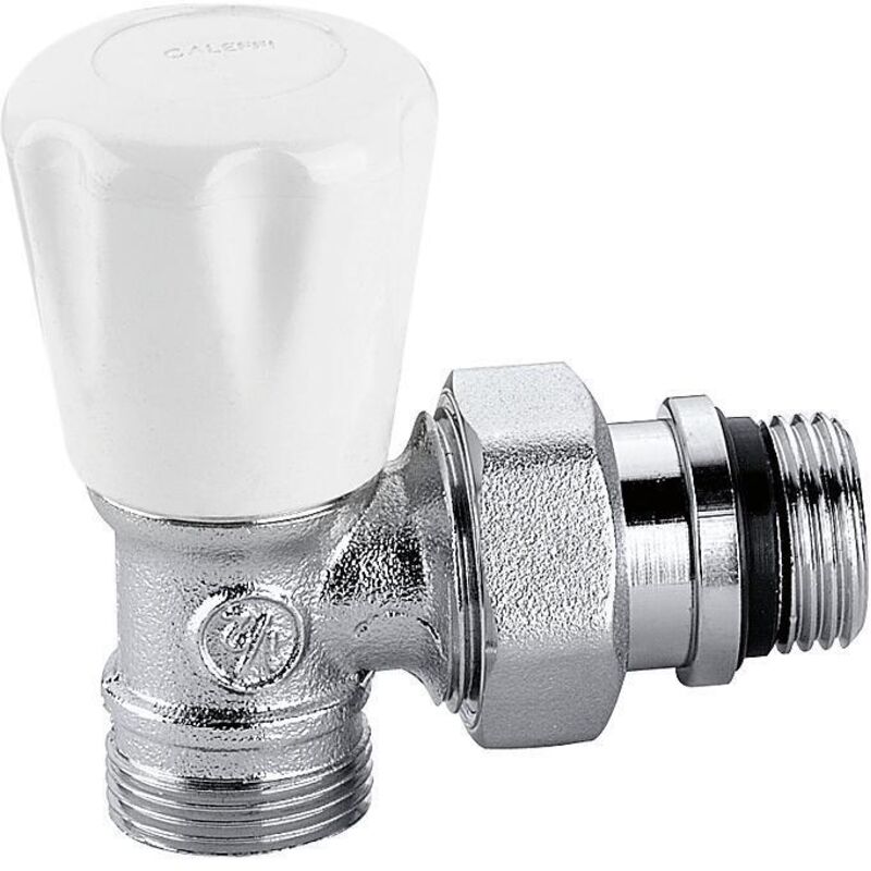 foto del prodotto valvola manuale per radiatori a squadra, ottone cromato attacco g 3 8 iso 228 1 m caleffi 340302